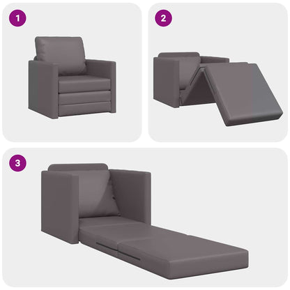 Divano Letto a Terra Grigio 74 x 77 x 81 cm Pelle sintetica
