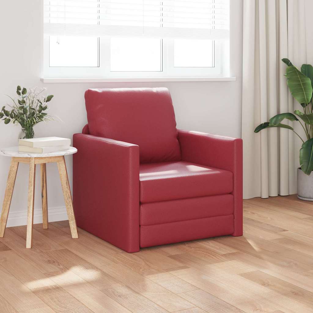 Divano Letto a Terra Rosso vino 74 x 77 x 81 cm Pelle sintetica - homemem39