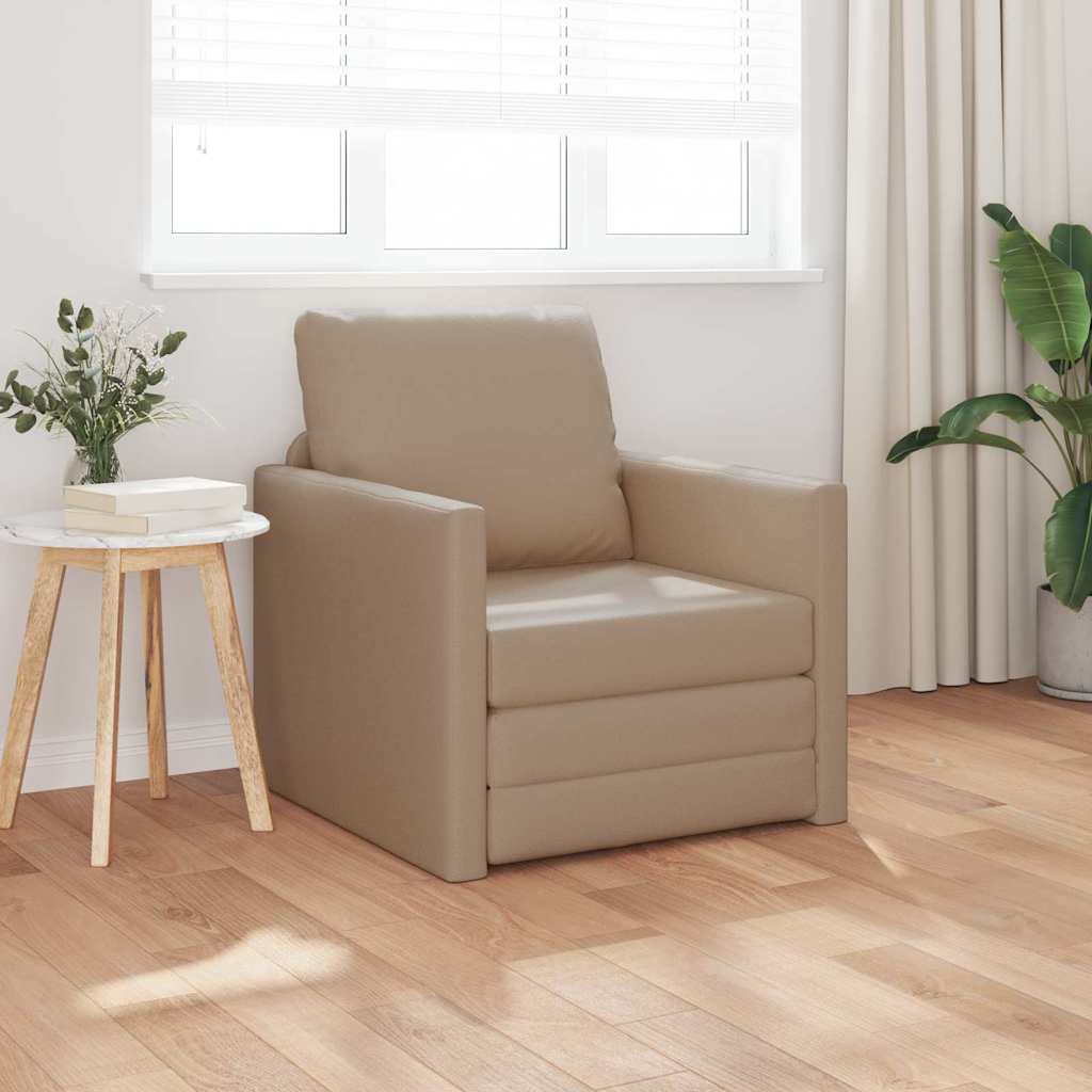 Divano Letto a Terra Cappuccino 74 x 77 x 81 cm Pelle sintetica - homemem39