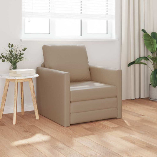 Divano Letto a Terra Cappuccino 74 x 77 x 81 cm Pelle sintetica