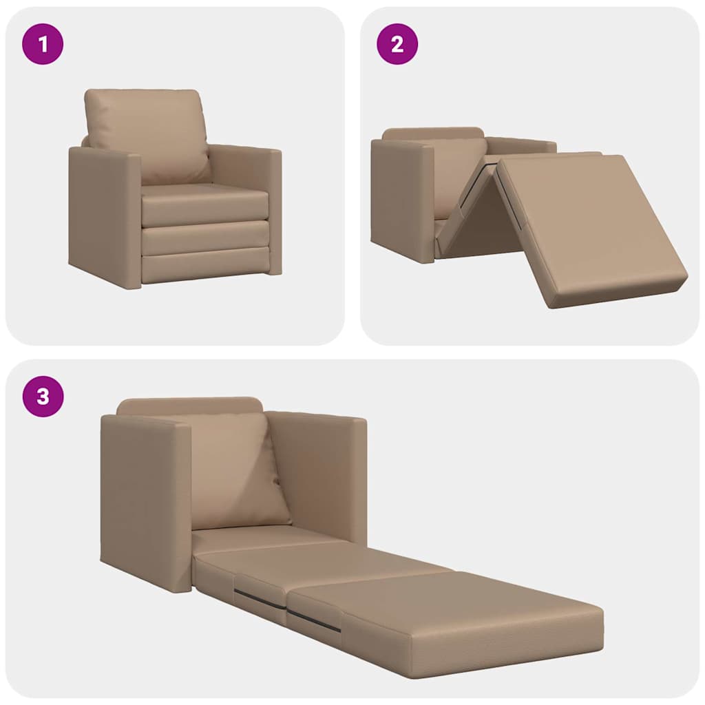 Divano Letto a Terra Cappuccino 74 x 77 x 81 cm Pelle sintetica - homemem39