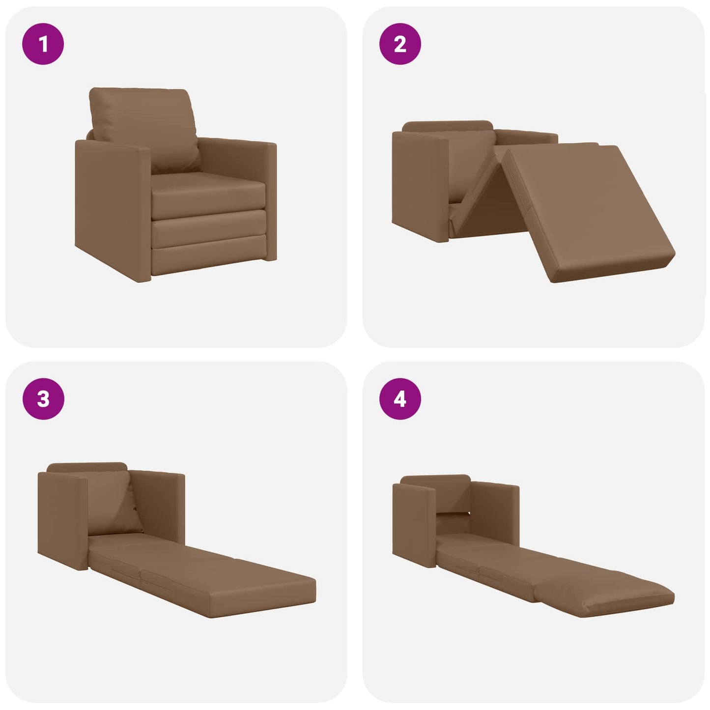 Divano letto 60cm Cappuccino Pelle Artificiale | homemem39