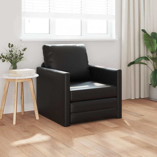 Divano Letto a Terra Nero 74 x 77 x 81 cm Pelle sintetica