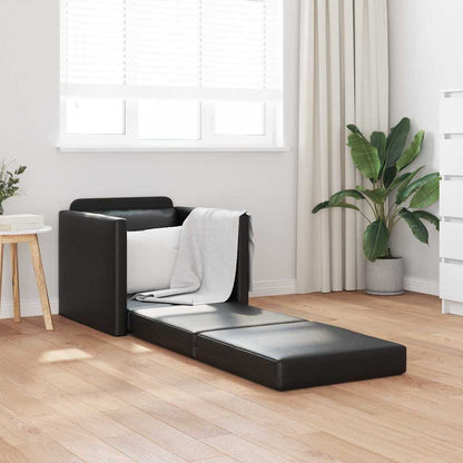 Divano Letto a Terra Nero 74 x 77 x 81 cm Pelle sintetica