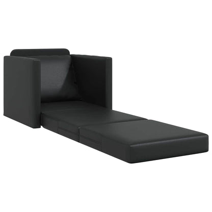 Divano Letto a Terra Nero 74 x 77 x 81 cm Pelle sintetica