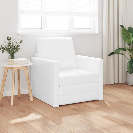 Divano Letto a Terra Bianco 74 x 77 x 81 cm Pelle sintetica