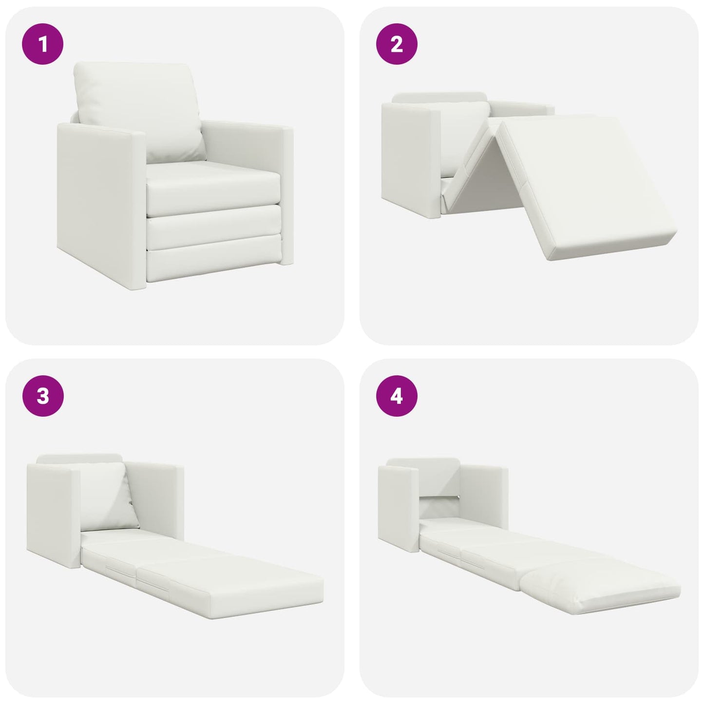 Divano letto 60cm Bianco Pelle Artificiale | homemem39