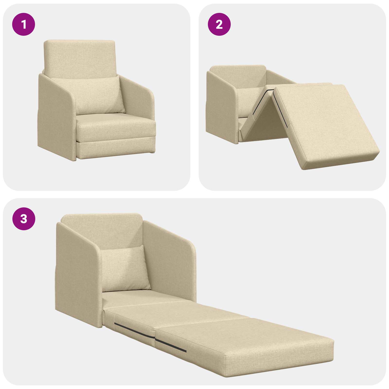 Divano letto Crema 65 x 80 x 83 cm Tessuto | homemem39