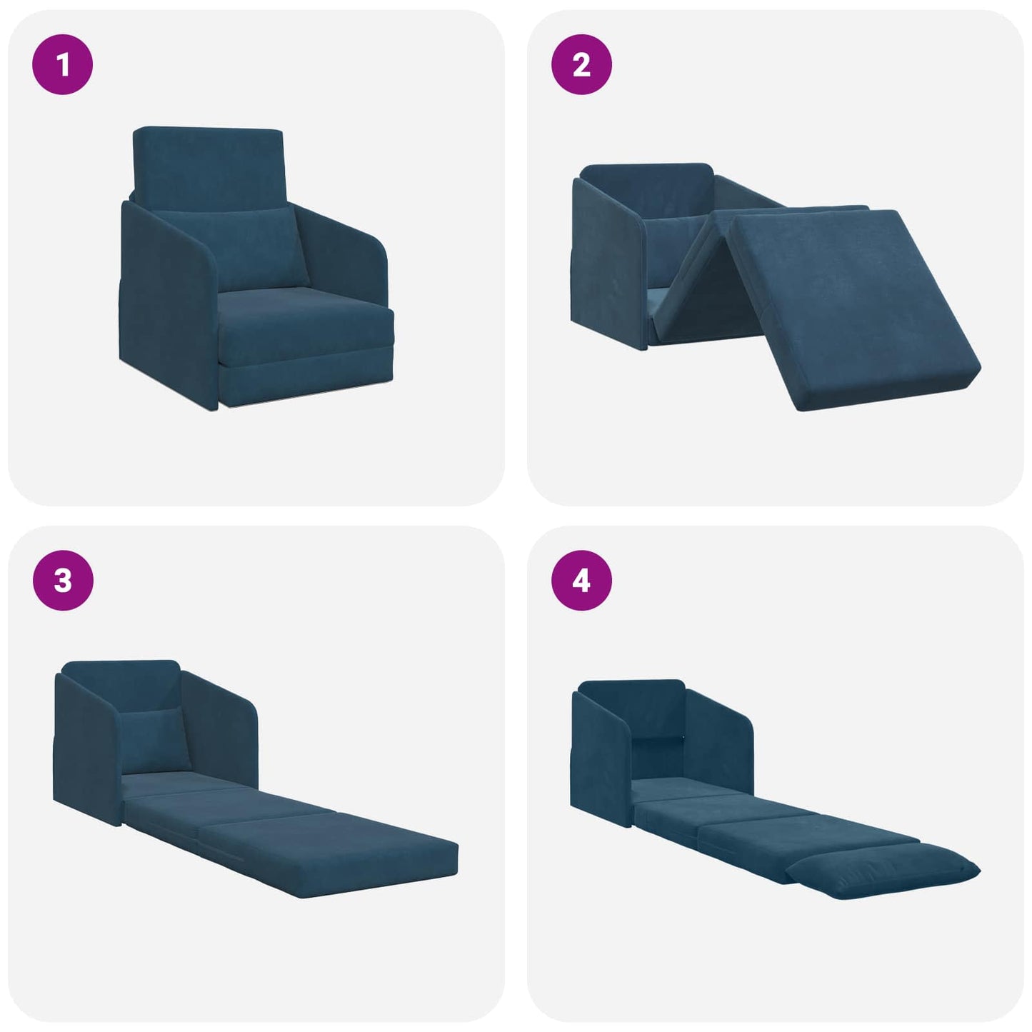 Divano letto Blu 65 x 80 x 83 cm Velluto | homemem39