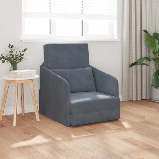 Divano letto Grigio scuro 65 x 80 x 83 cm Velluto