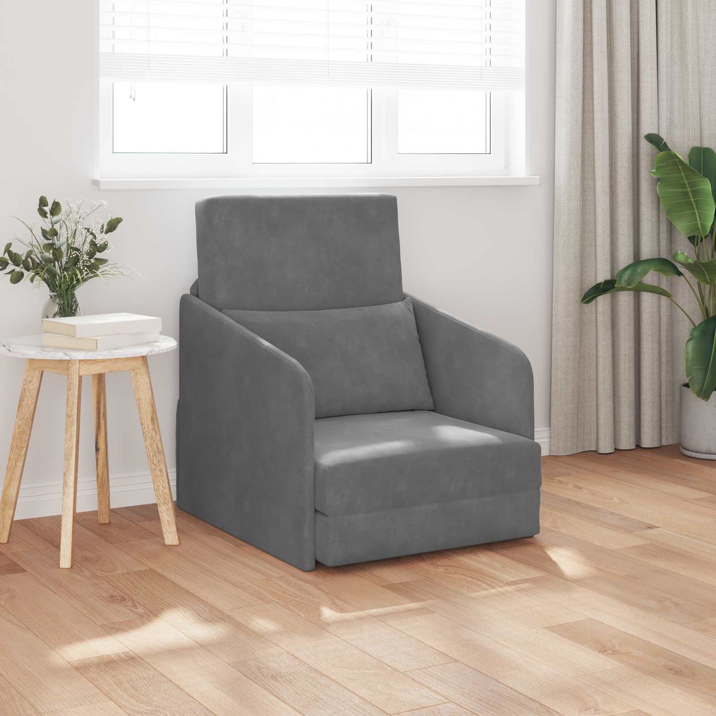 Divano letto Grigio scuro 65 x 80 x 83 cm Velluto