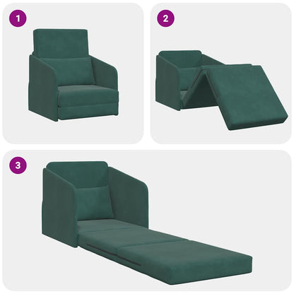 Divano letto Verde Scuro 65 x 80 x 83 cm Velluto