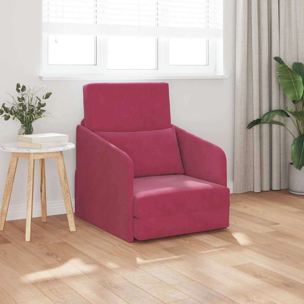 Divano letto Rosso Vino 65 x 80 x 83 cm Velluto - homemem39