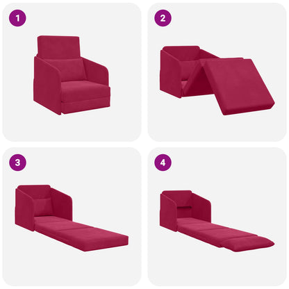 Divano letto Rosso Vino 65 x 80 x 83 cm Velluto | homemem39