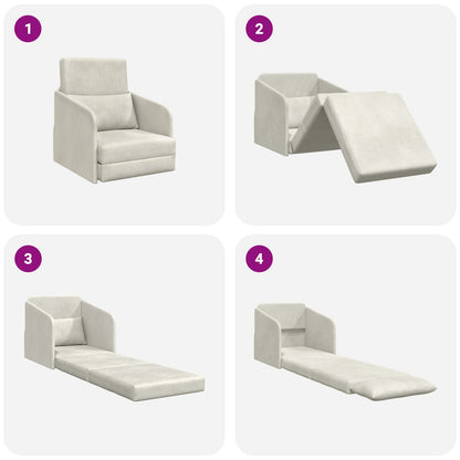 Divano letto Crema 65 x 80 x 83 cm Velluto