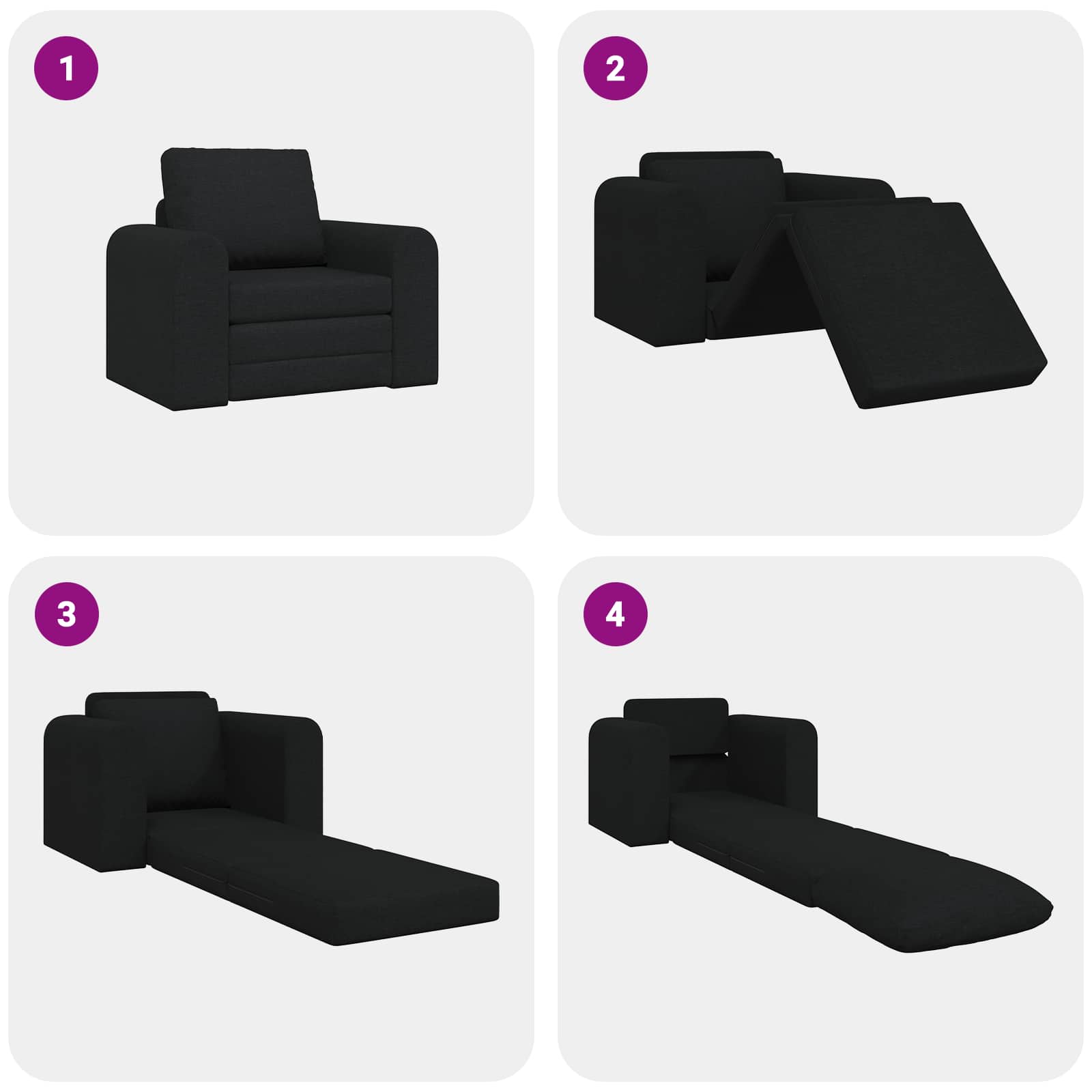 Divano letto Nero 98 x 71 x 83 cm Tessuto | homemem39