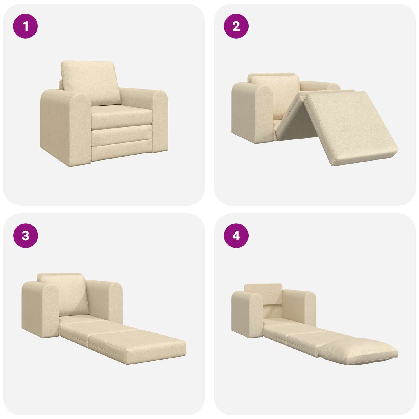 Divano letto Crema 98 x 71 x 83 cm Tessuto | homemem39