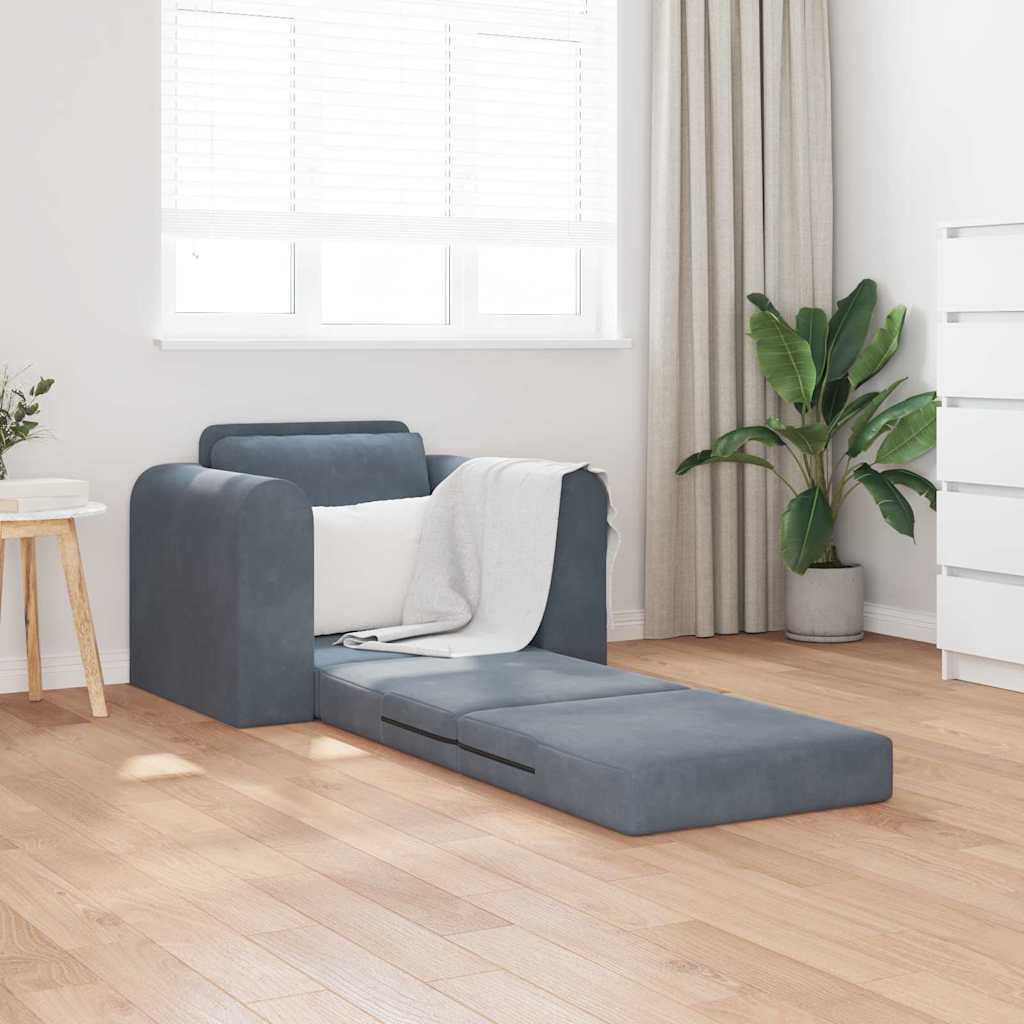 Divano letto Grigio scuro 98 x 71 x 83 cm Velluto