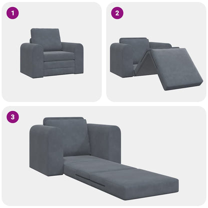 Divano letto Grigio scuro 98 x 71 x 83 cm Velluto