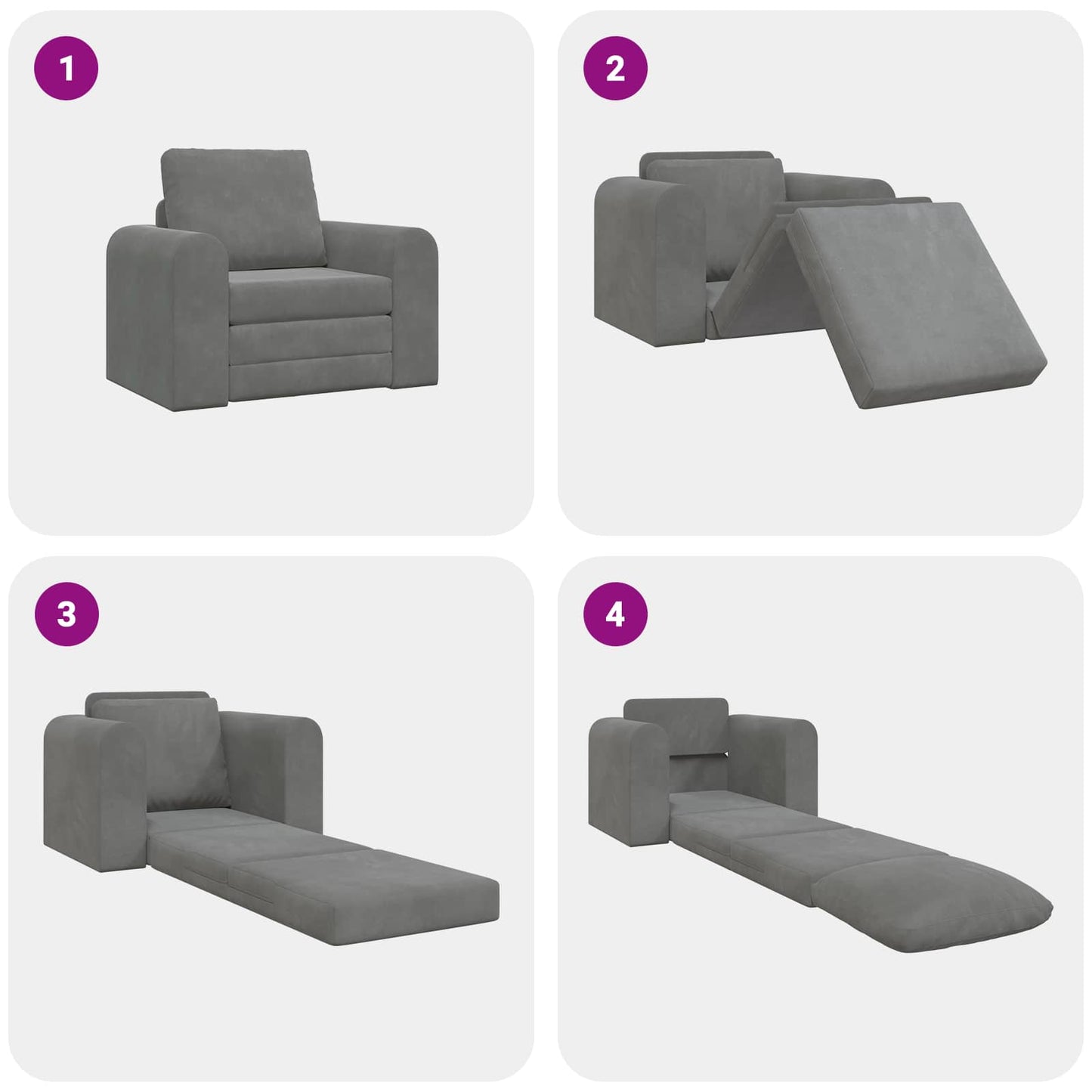 Divano letto Grigio scuro 98 x 71 x 83 cm Velluto | homemem39