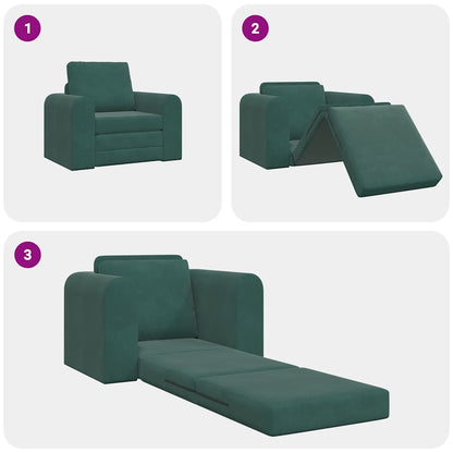 Divano letto Verde scuro 98 x 71 x 83 cm Velluto - homemem39