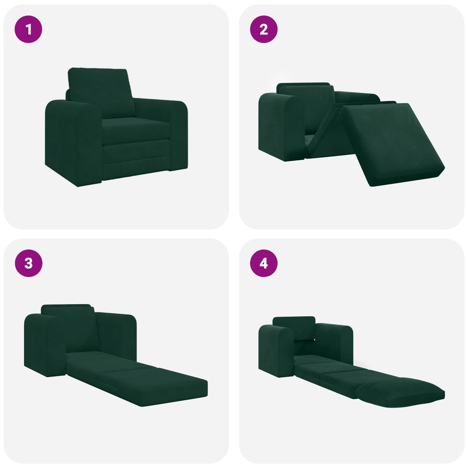 Divano letto Verde Scuro 98 x 71 x 83 cm Velluto | homemem39