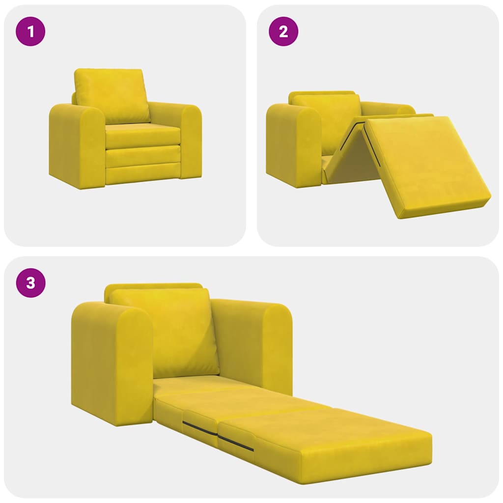 Divano letto Giallo 98 x 71 x 83 cm Velluto - homemem39