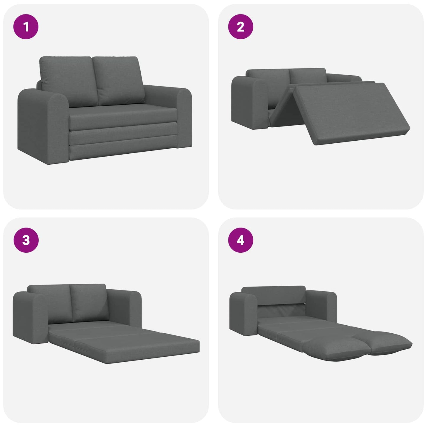 Divano letto 60cm Grigio scuro Tessuto