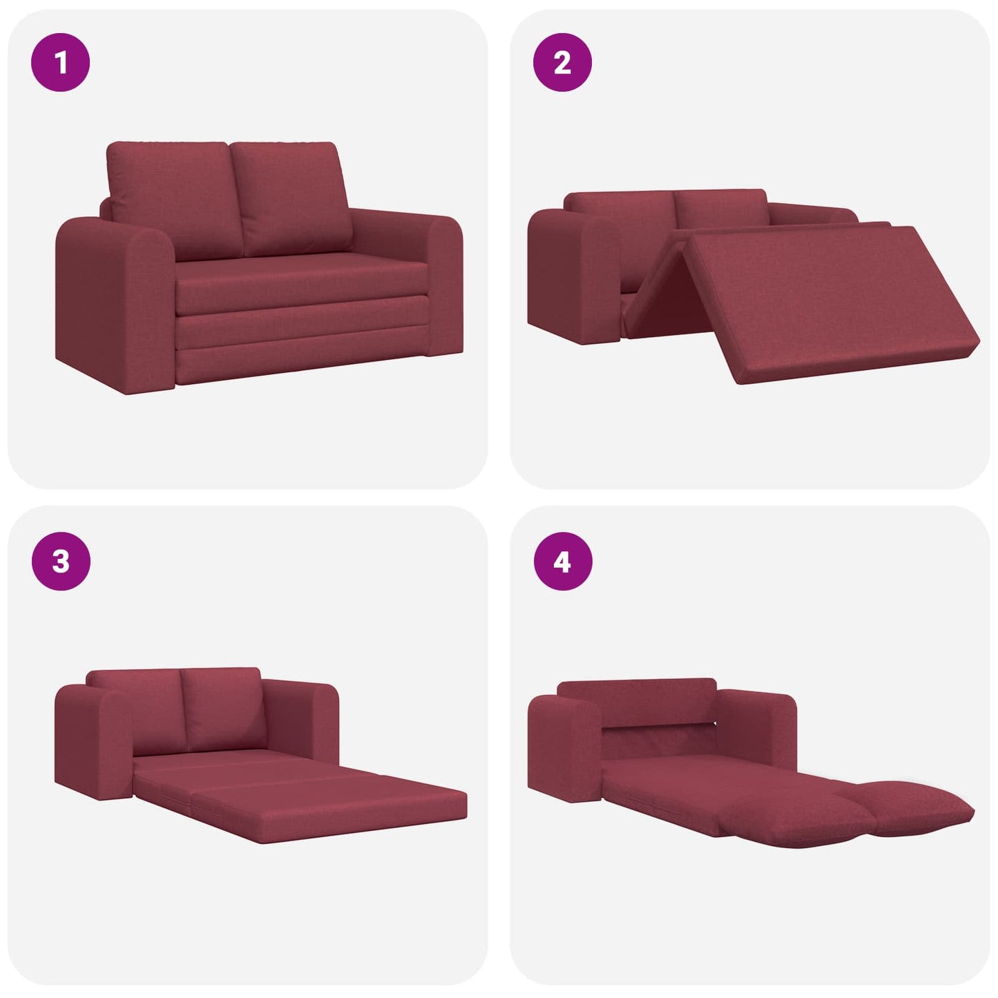 Divano letto 60cm Rosso Vino Tessuto