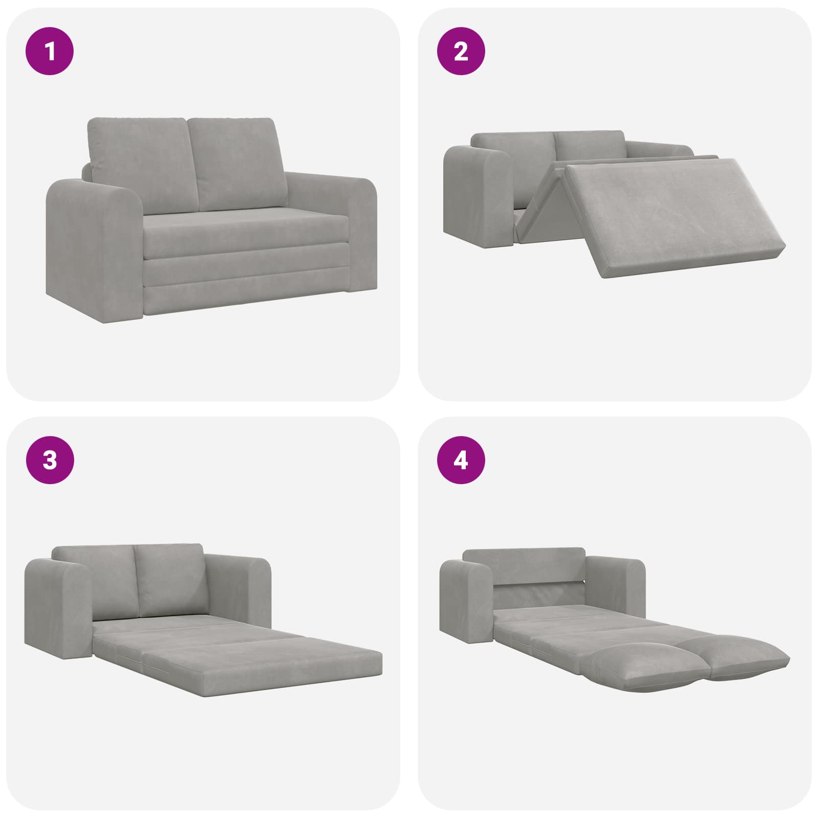 Divano letto Grigio chiaro 148 x 71 x 83 cm Velluto | homemem39