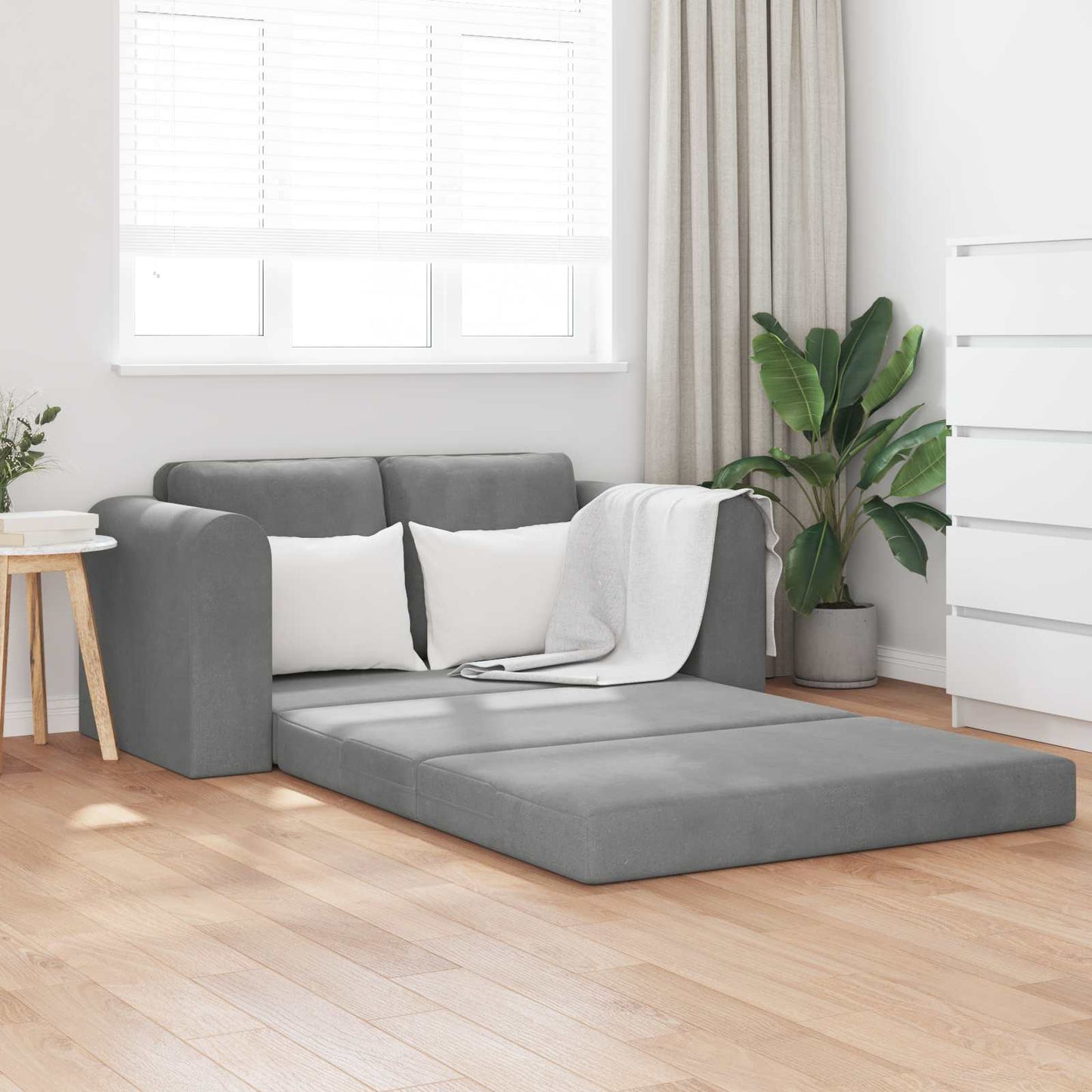 Divano letto Grigio scuro 148 x 71 x 83 cm Velluto