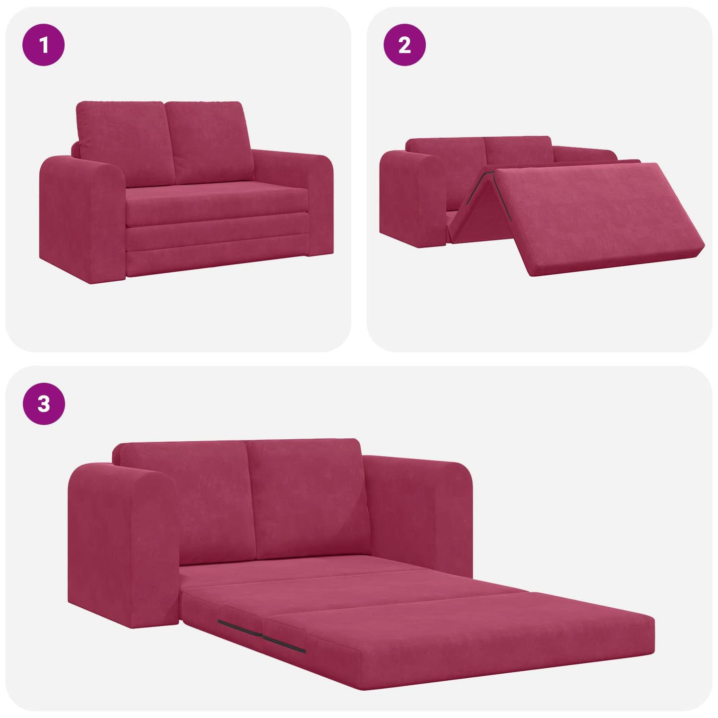 Divano letto Rosso Vino 148 x 71 x 83 cm Velluto | homemem39