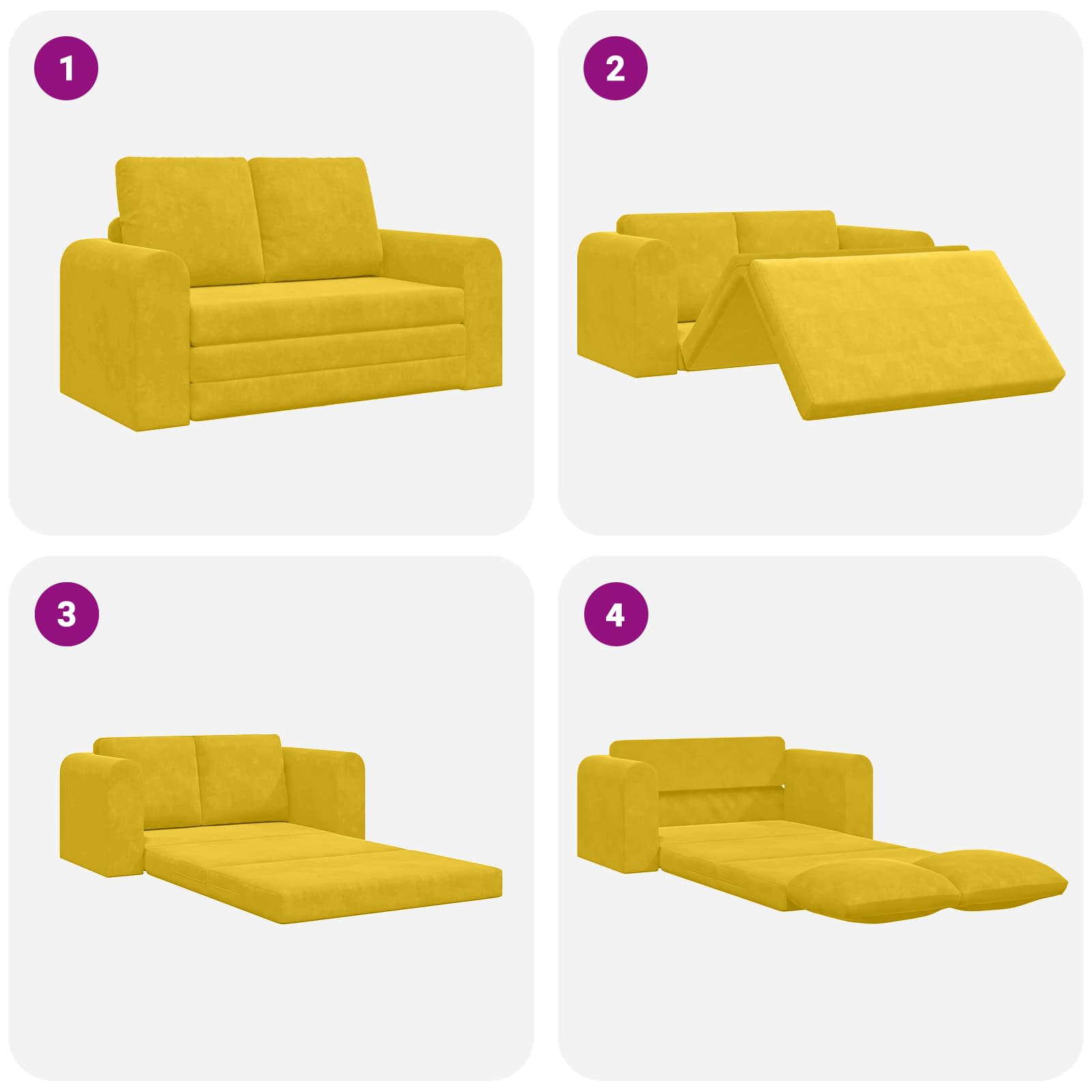 Divano letto Giallo 148 x 71 x 83 cm Velluto | homemem39