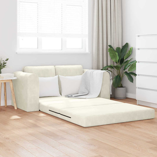 Divano letto Crema 148 x 71 x 83 cm Velluto