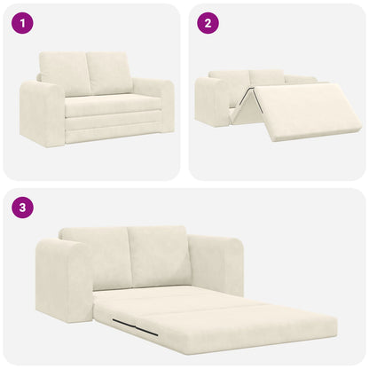 Divano letto Crema 148 x 71 x 83 cm Velluto