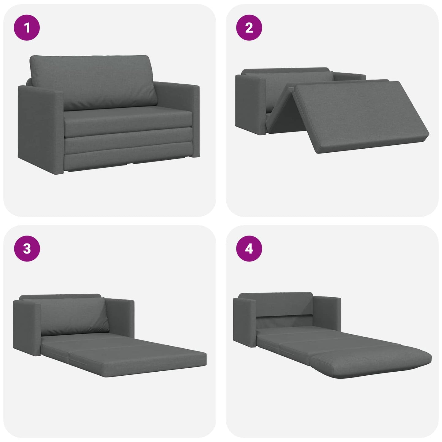Divano letto 110cm Grigio scuro Tessuto | homemem39