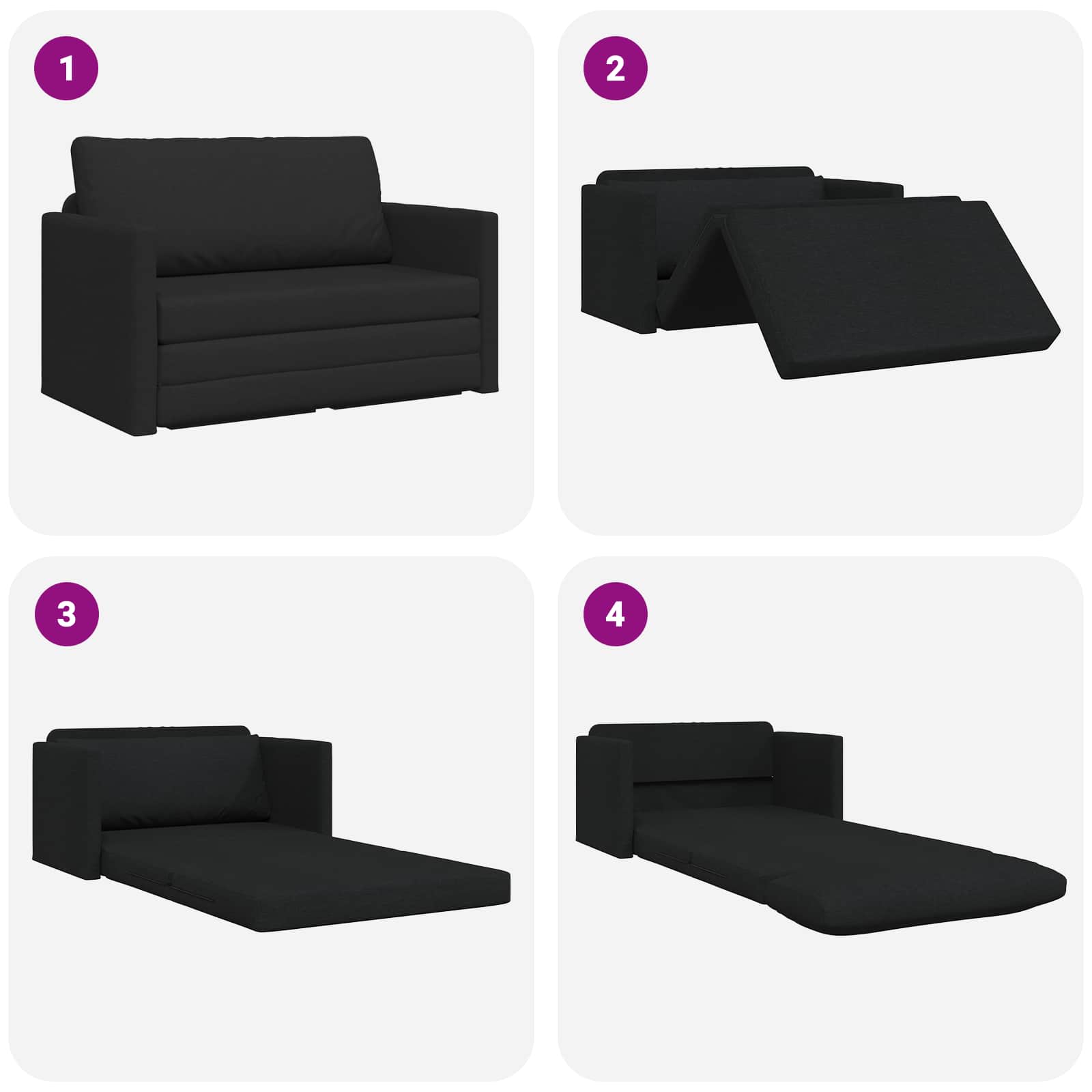 Divano letto 110cm Nero Tessuto | homemem39