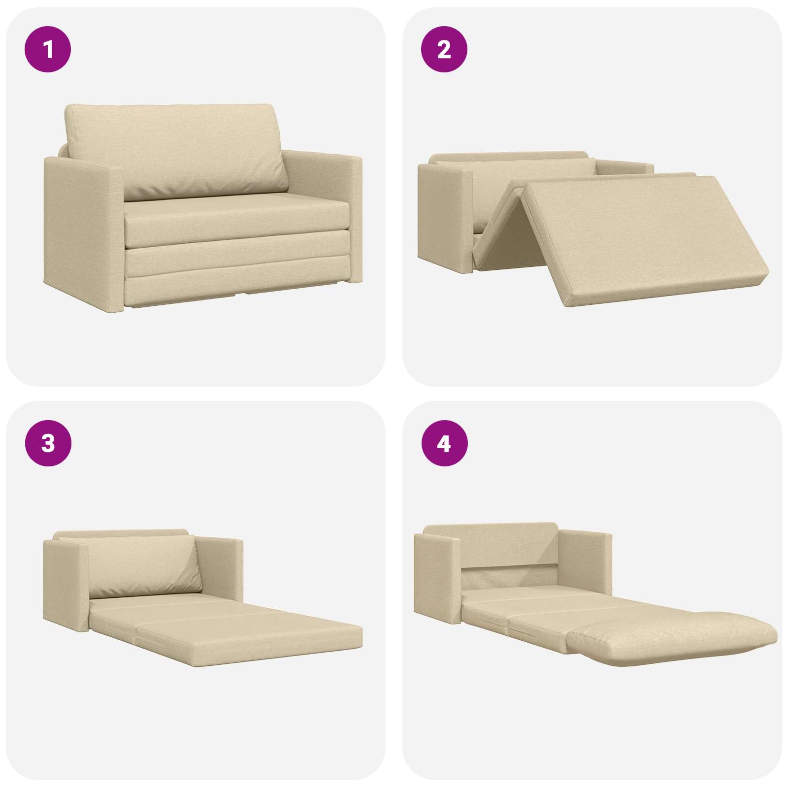 Divano letto 110cm Crema Tessuto | homemem39