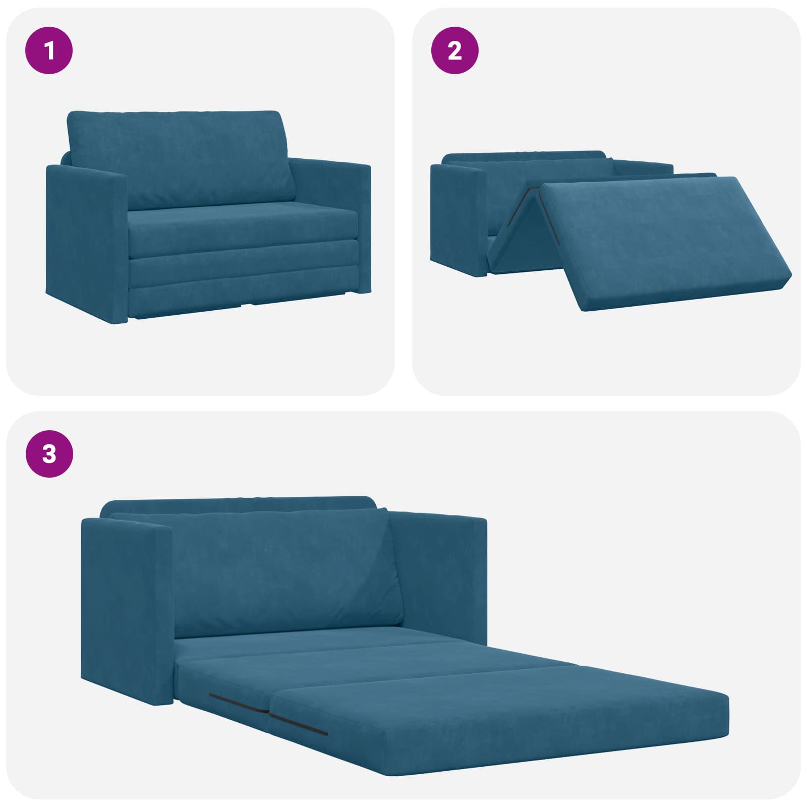 Divano letto Blu 124 x 71 x 78 cm Velluto | homemem39