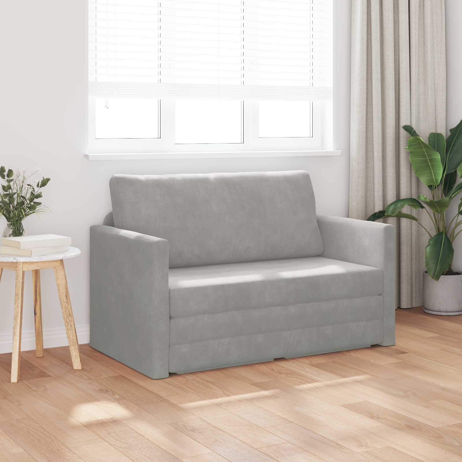 Divano letto Grigio chiaro 124 x 71 x 78 cm Velluto | homemem39