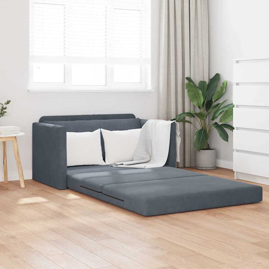 Divano letto Grigio scuro 124 x 204 x 61 cm Velluto