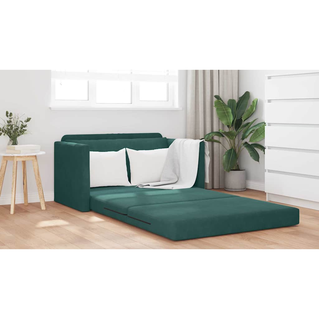 Divano letto Verde Scuro 124 x 204 x 61 cm Velluto