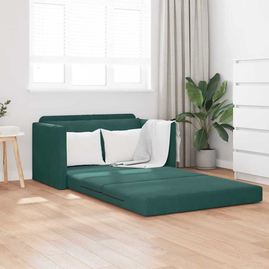Divano letto Verde Scuro 124 x 204 x 61 cm Velluto