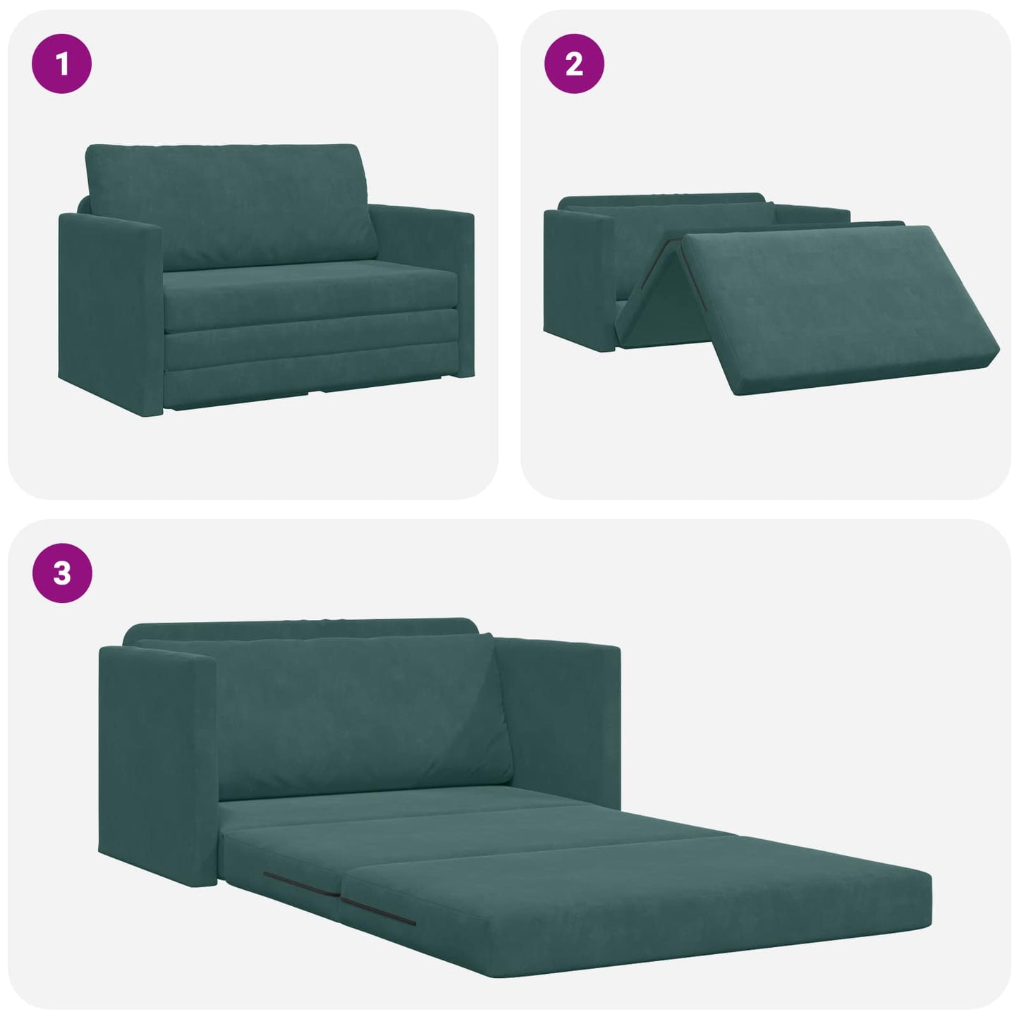 Divano letto Verde Scuro 124 x 71 x 78 cm Velluto | homemem39