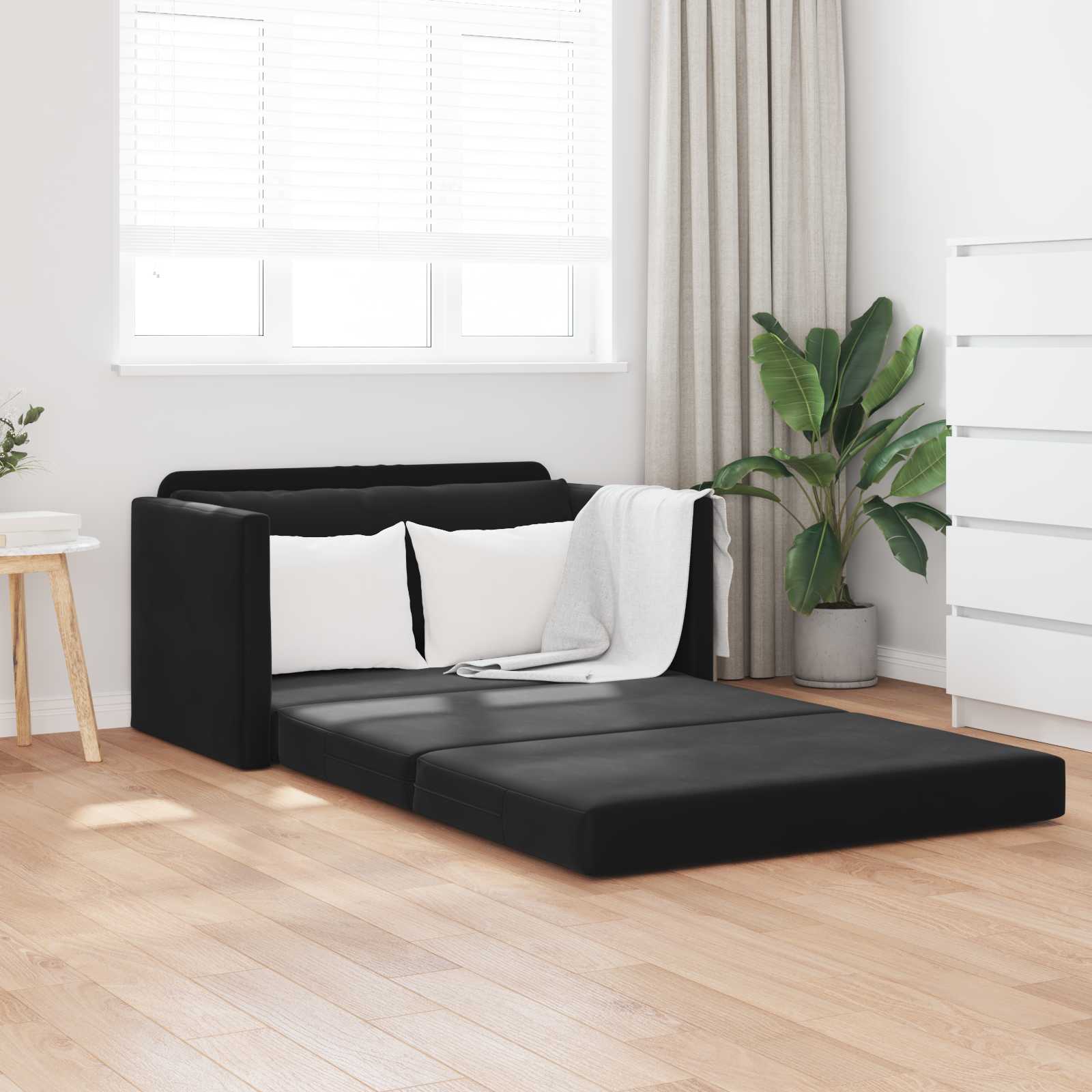 Divano letto Nero 124 x 71 x 78 cm Velluto | homemem39