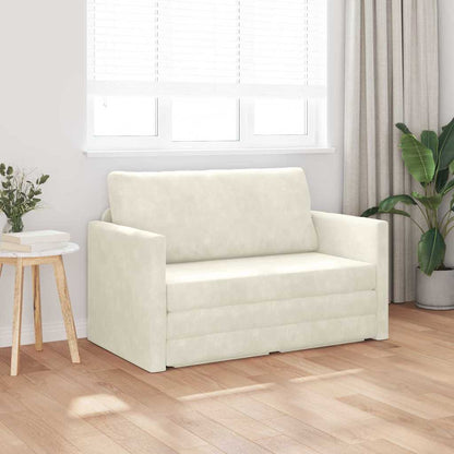 Divano letto Crema 124 x 204 x 61 cm Velluto