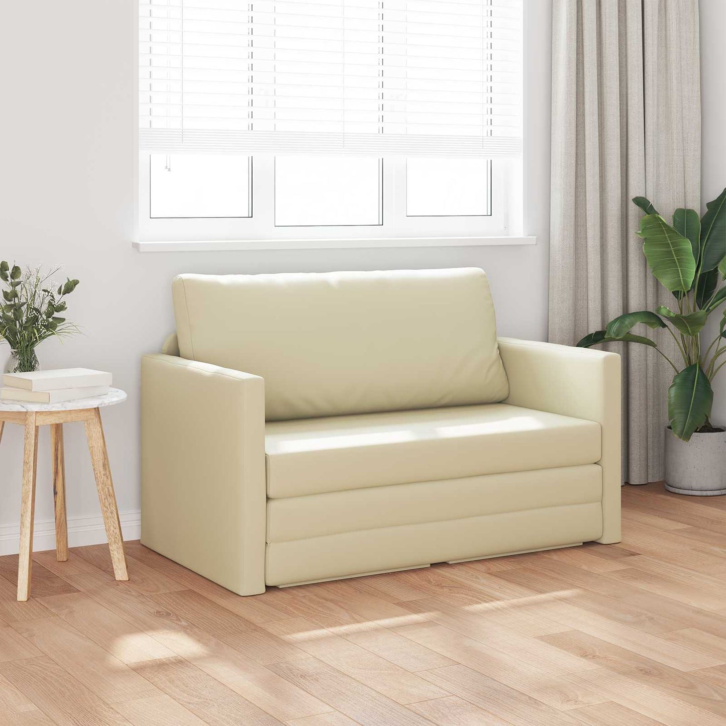 Divano letto Crema 124 x 71 x 78 cm Pelle Artificiale | homemem39