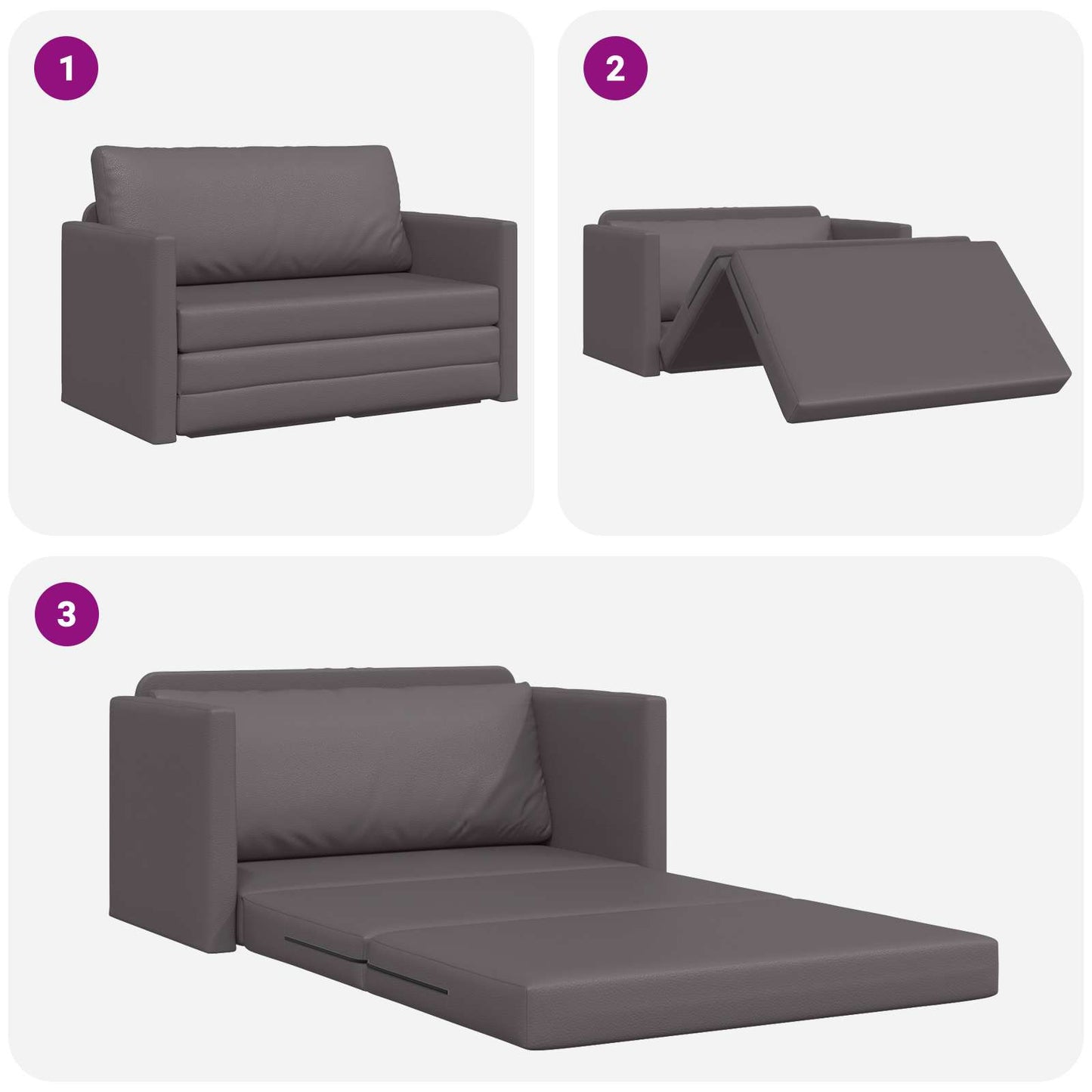 Divano letto Grigio 124 x 71 x 78 cm Pelle Artificiale | homemem39
