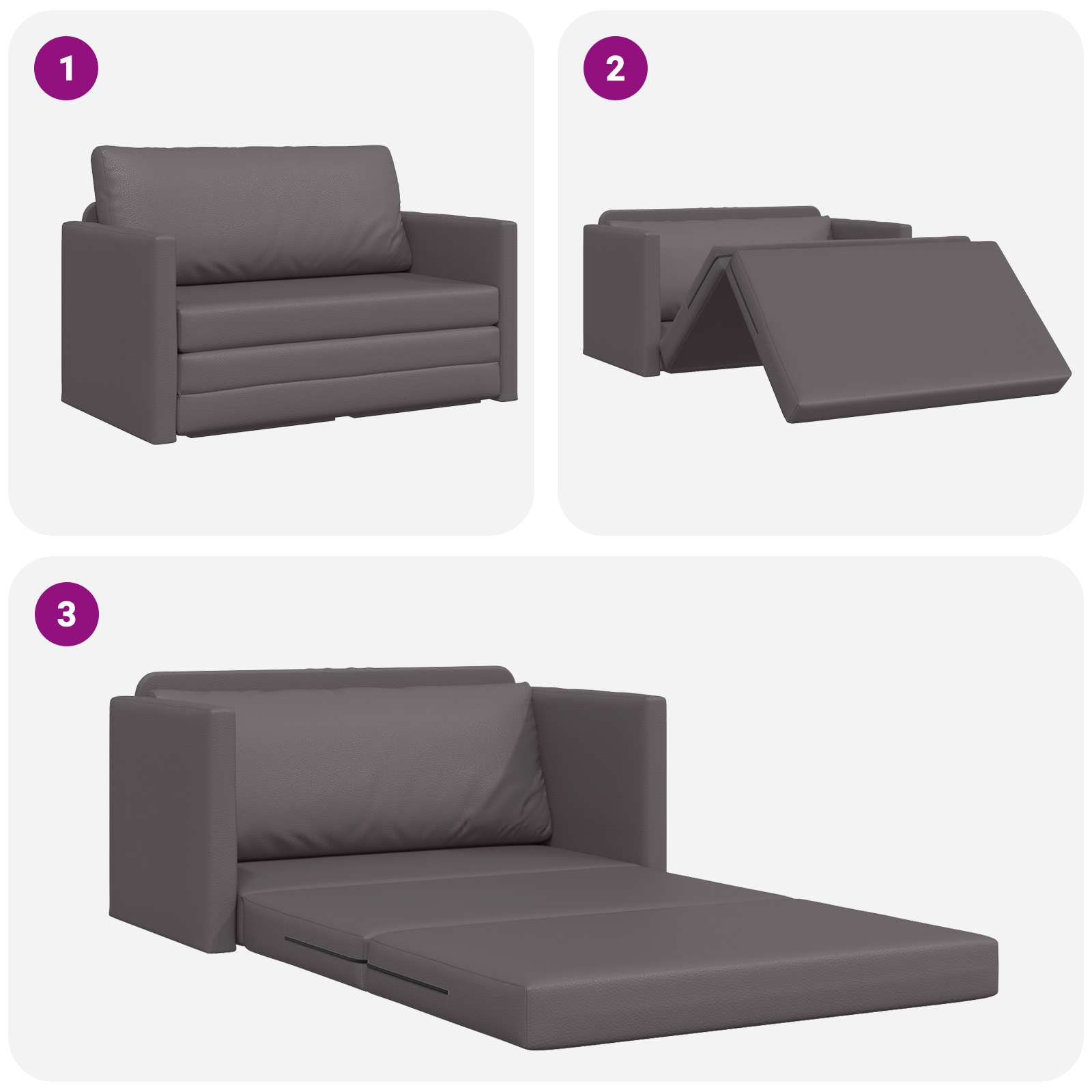 Divano letto Grigio 124 x 71 x 78 cm Pelle Artificiale | homemem39