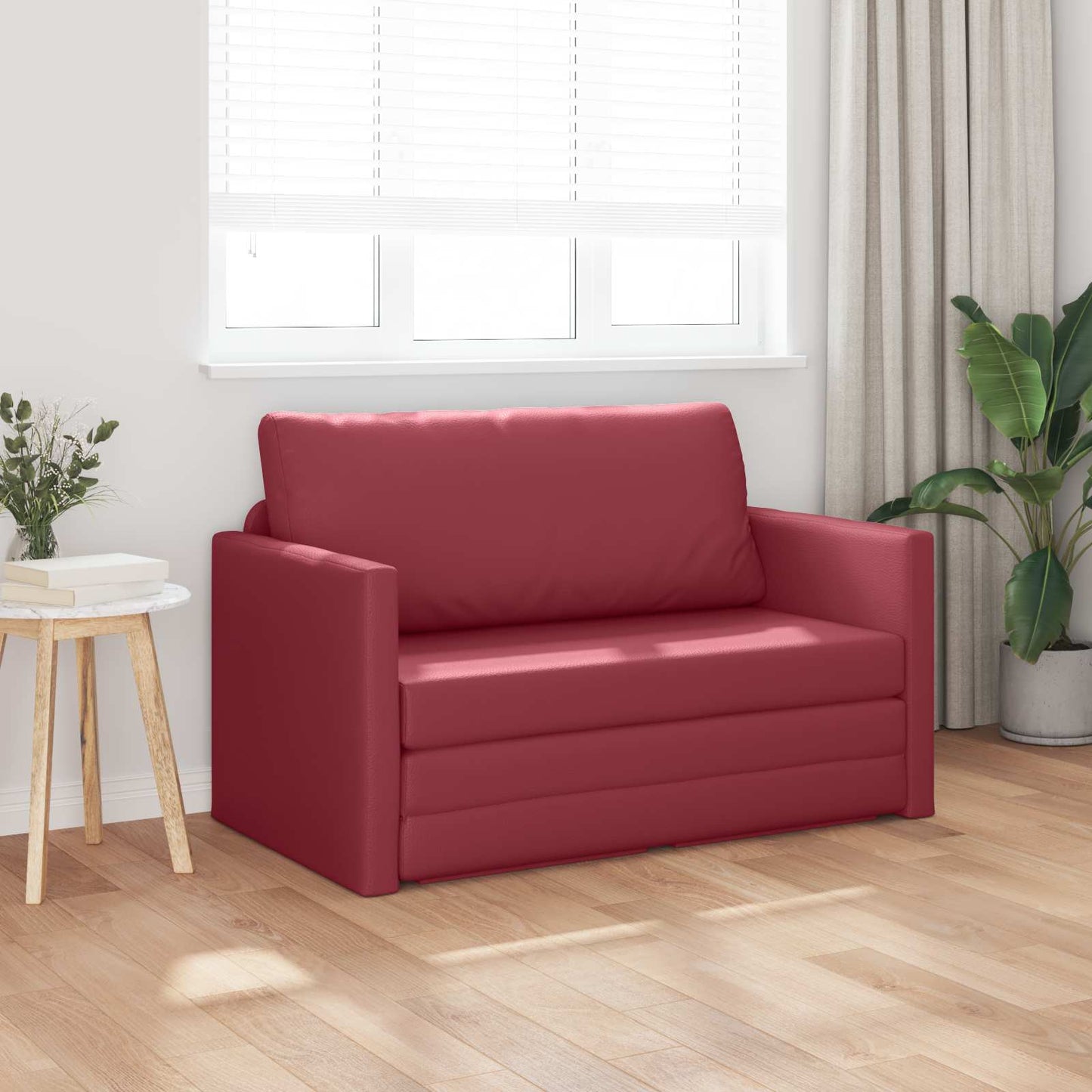 Divano letto Rosso Vino 124 x 71 x 78 cm Pelle Artificiale | homemem39